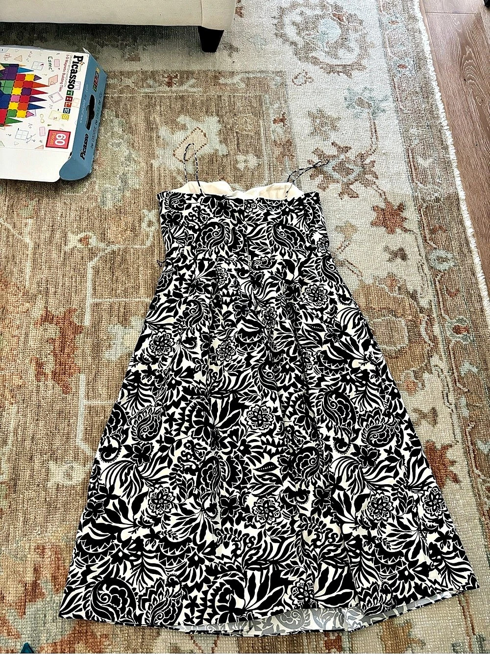 Lauren Ralph Lauren Floral Midi Dress in Black & White Size 16